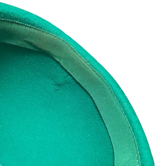 Jack McConnell VTG Green Wool Hat Ostrich Feather Church Derby Esccello Made USA main image 11